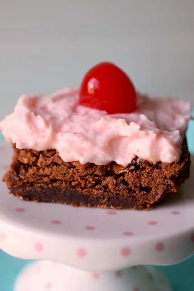 Brownies infused with Amaretto liqueur and topped with Cherry Amaretto Frosting are a decadent adult treat that will knock your socks off. They are amazing!