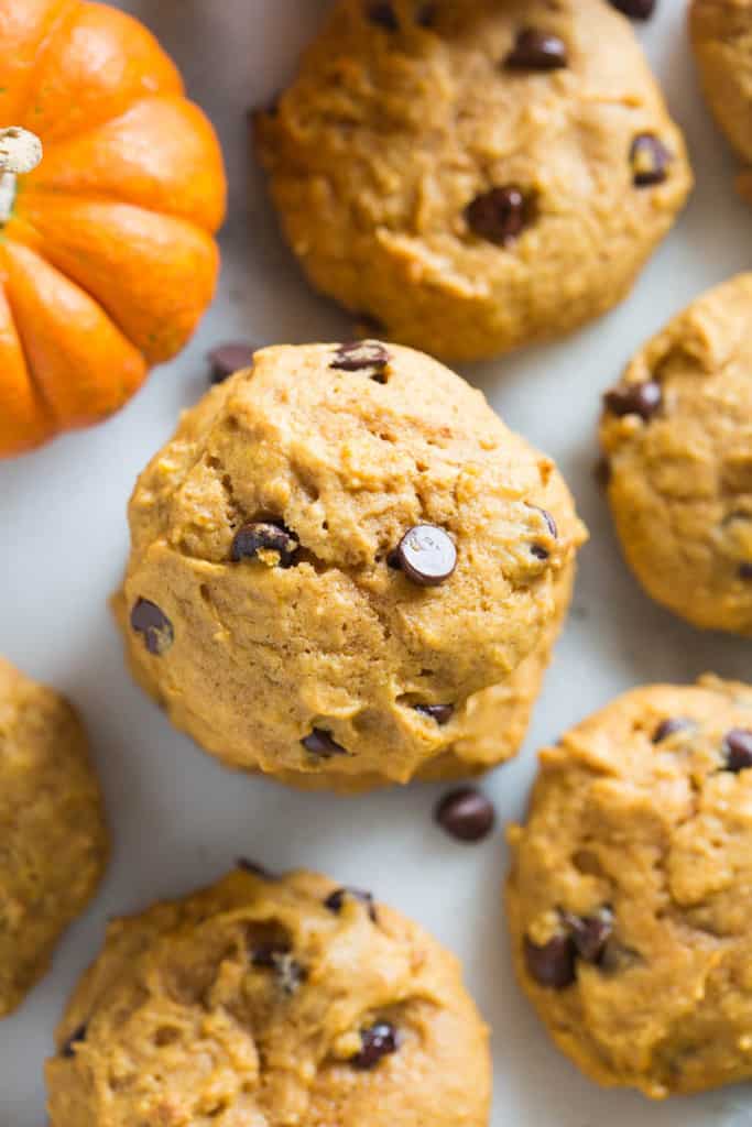 The BEST, soft and cakey pumpkin chocolate chip cookies! My favorite easy fall cookie recipe.