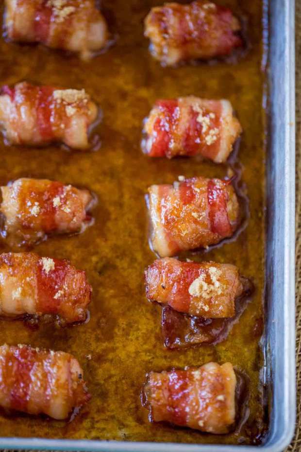 Bacon Brown Sugar Chicken Bites Are The Perfect Salty, Sticky, Sweet And Crispy Appetizer For The Holidays And Game Day With Just Five Ingredients!