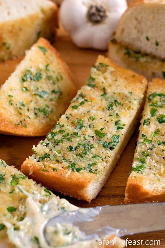 Slice and serve along with more of that delicious cheesy, garlic and butter spread – and you’ll be in garlic bread heaven