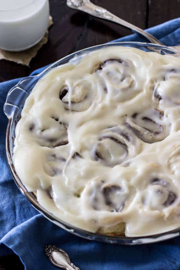 These no yeast cinnamon rolls are the easiest homemade cinnamon rolls you’ll ever make.  With no dough-punching & no waiting for the dough to rise, the hardest thing about these cinnamon rolls is waiting for them to come out of the oven!