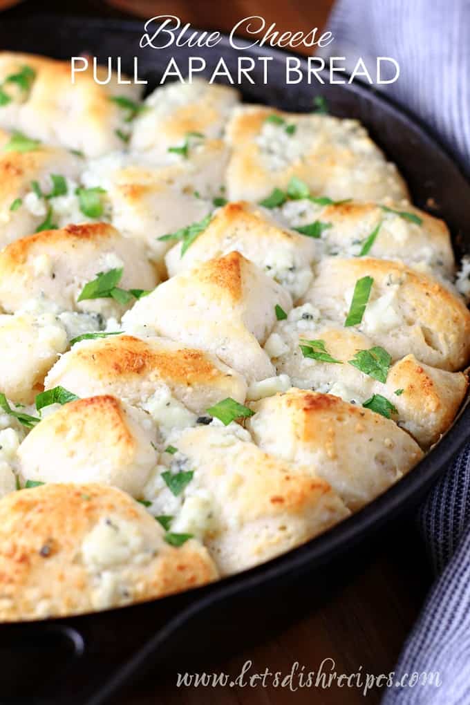 BLUE CHEESE PULL APART BREAD — Made with just five simple ingredients, this savory, buttery cheese bread is so easy to make and always a hit!