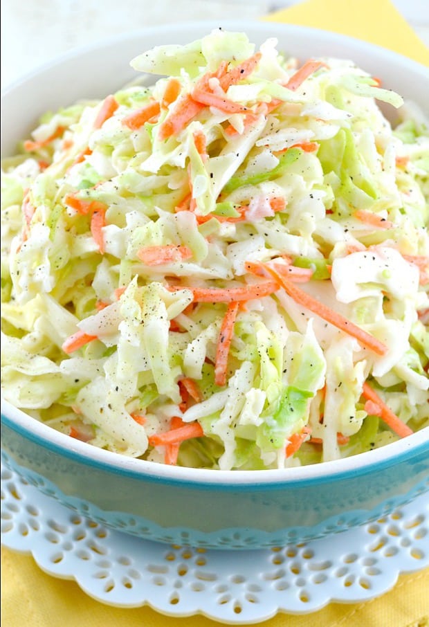 KFC-Coleslaw-Recipe. This is an amazing copycat version of the famous KFC Coleslaw Recipe. It’s sweet, a little tangy and fabulously creamy! My all-time favorite coleslaw recipe!