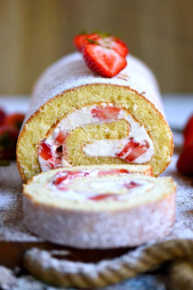 This Strawberry Shortcake Roulade is the quintessential summer dessert. Cake rolls are always stunning but this one is particularly so. Light and airy cake wrapped around a sweet whipped cream and fresh strawberry filling. Irresistible!