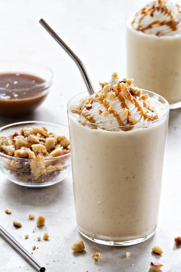 A Salted Caramel Pretzel Milkshake to cool you off and sweeten you up! This delicious dessert whips up quickly for a crowd, making it perfect for barbecues or a Memorial Day party.
