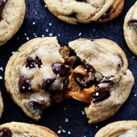 Salted Caramel Stuffed Chocolate Chip Cookies -- Part of The Best Salted Caramel Recipes