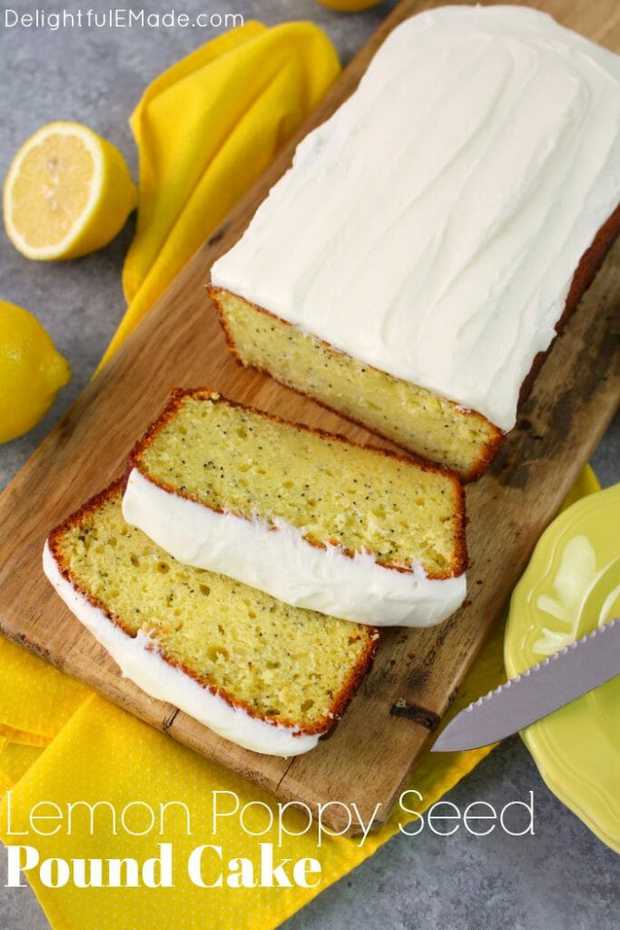 A seriously amazing lemon cake recipe! Much like lemon poppy seed muffins and quick bread, this super moist Lemon Poppy Seed Pound Cake is loaded with delicious lemon flavor. Topped with a wonderfully creamy lemon icing, this pound cake recipe is a keeper!