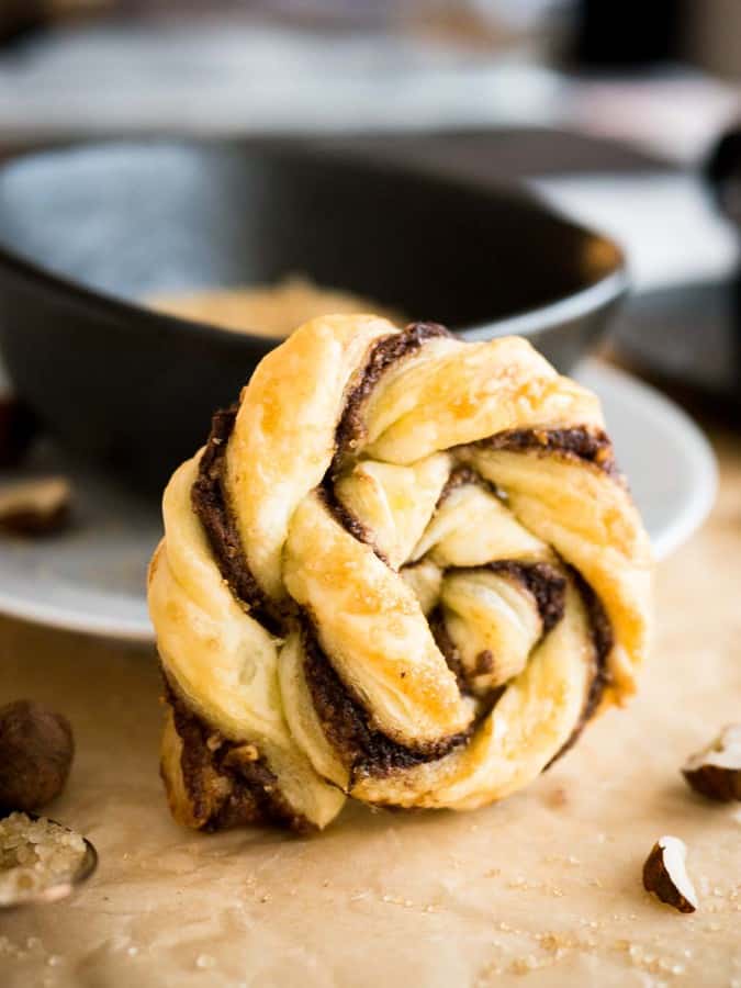 These Twisted Nutella Danish pastries are buttery, flaky, and filled with Nutella! They’re easy enough to whip up on a weeknight when you need a sweet treat, yet delicious and pretty enough to serve up for guests