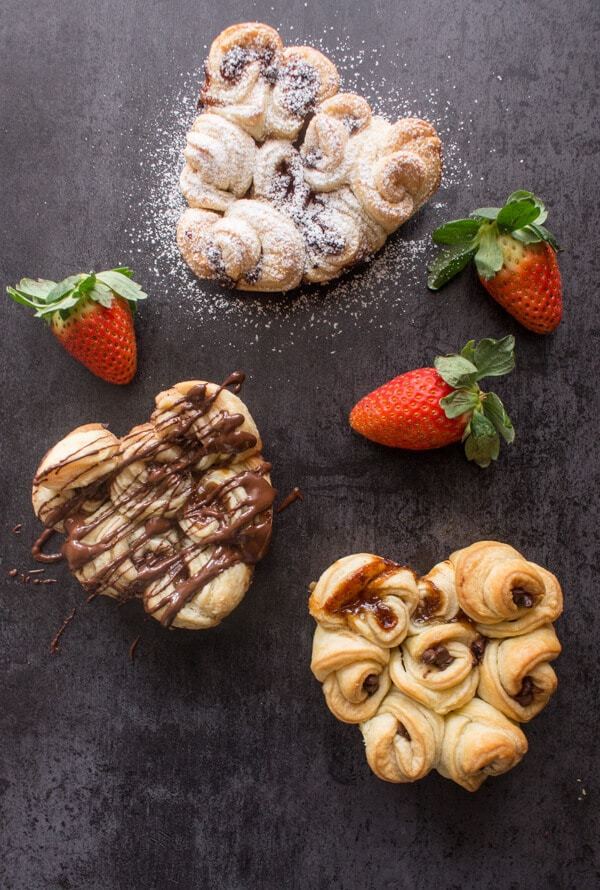 Puff pastry rose hearts a fast and easy idea to make valentine's day or any day special. Filled with chocolate chips or your favourite jam makes them delicious.