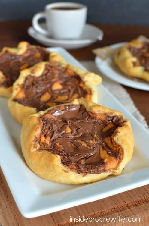This Pumpkin Nutella Cheesecake Danish is an easy and delicious breakfast choice when you want to enjoy fall wrapped in a soft crescent roll.