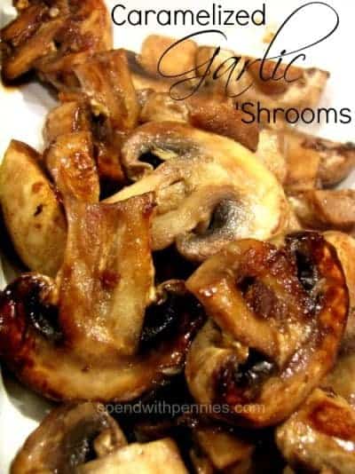 Mushrooms sauteed in a mixture of garlic and soy sauce not only adds great flavor but helps to caramelize these delicious mushrooms to a deep golden brown!