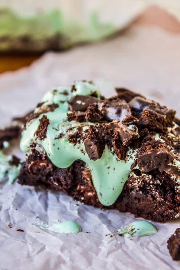 Rich, fudgy brownies are spread with lightly minted marshmallow creme, then sprinkled with crushed Thin Mints. What’s that you say? Over the top? I can’t hear you.