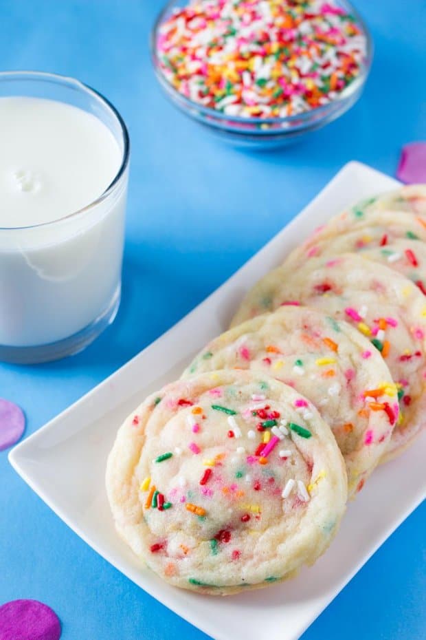 Soft, buttery Funfetti Cookies loaded with sprinkles and filled with happiness. These funfetti cookies are made from scratch and way more delicious than using cake mix. Learn all the tricks to make these sprinkle cookies.