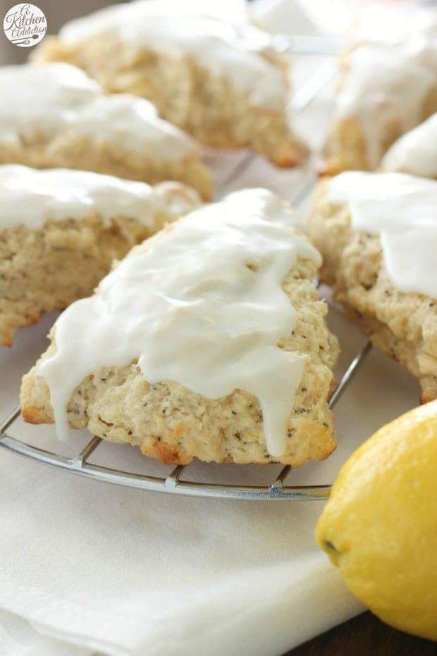 These bright, springy White Chocolate Lemon Poppyseed Scones are filled with tart lemon and sweet white chocolate!