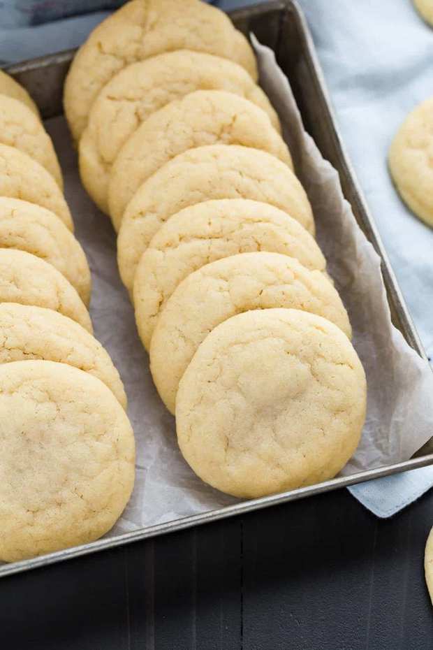 Thick, light-textured Classic Sugar Cookies that are made with shortening instead of butter. These cookies bake up tall, uniform in color, and noticeably better than butter!