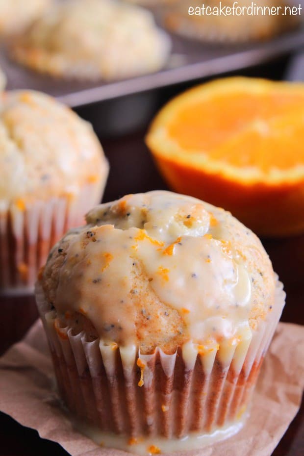 A delicious banana poppy seed muffin that bakes perfectly moist. The orange glaze adds such a unique and delicious glaze on the top and will become a new favorite!