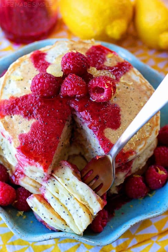 These pancakes are light, fluffy and packed full of lemony goodness!