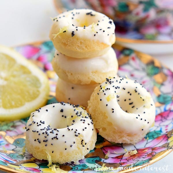 Mini Lemon Poppy Seed Donuts are a simple recipe with a light lemon flavor. They would make a great Easter brunch or Mother’s Day breakfast recipe!