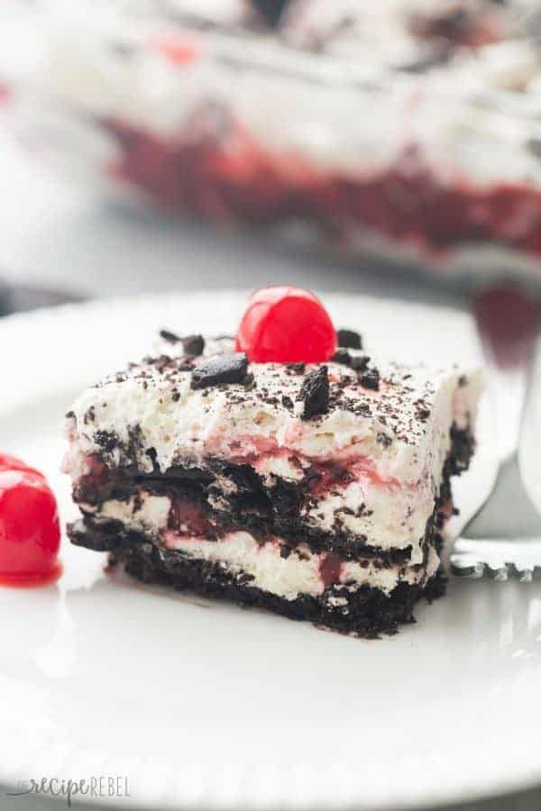 This No Bake Black Forest Icebox Cake super simple, 3 ingredient dessert that’s perfect for Valentine’s Day or any occasion — it comes together in no time and you can make ahead!