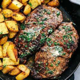 Skillet Garlic Butter Herb Steak and Potatoes--Part of The Best Steak Recipes