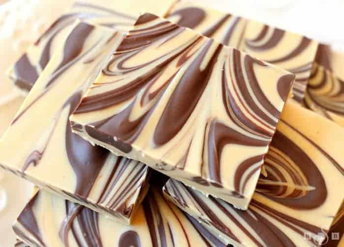 Tiger Butter made from 3 ingredients that are melted & swirled together. Gorgeous holiday candy recipe with great peanut butter chocolate flavor.