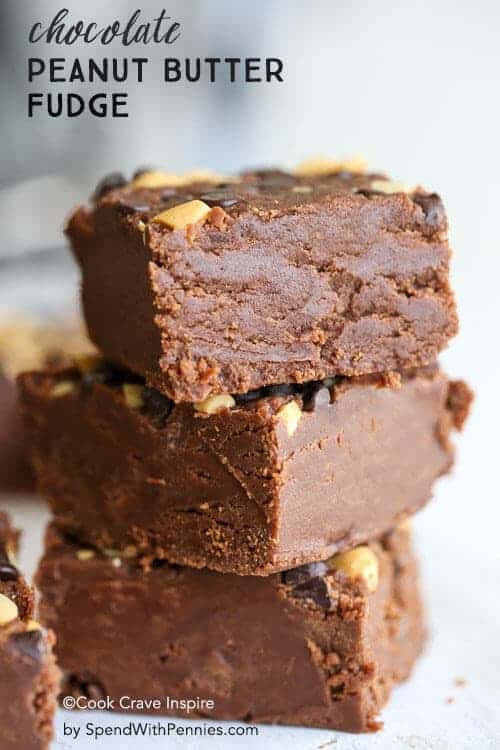 Chocolate Peanut Butter Fudge is an incredibly delicious treat that comes together in a flash! Topped with chocolate chips and peanuts, this recipe creates one of the most beautiful and tasty versions of fudge that I have ever had!