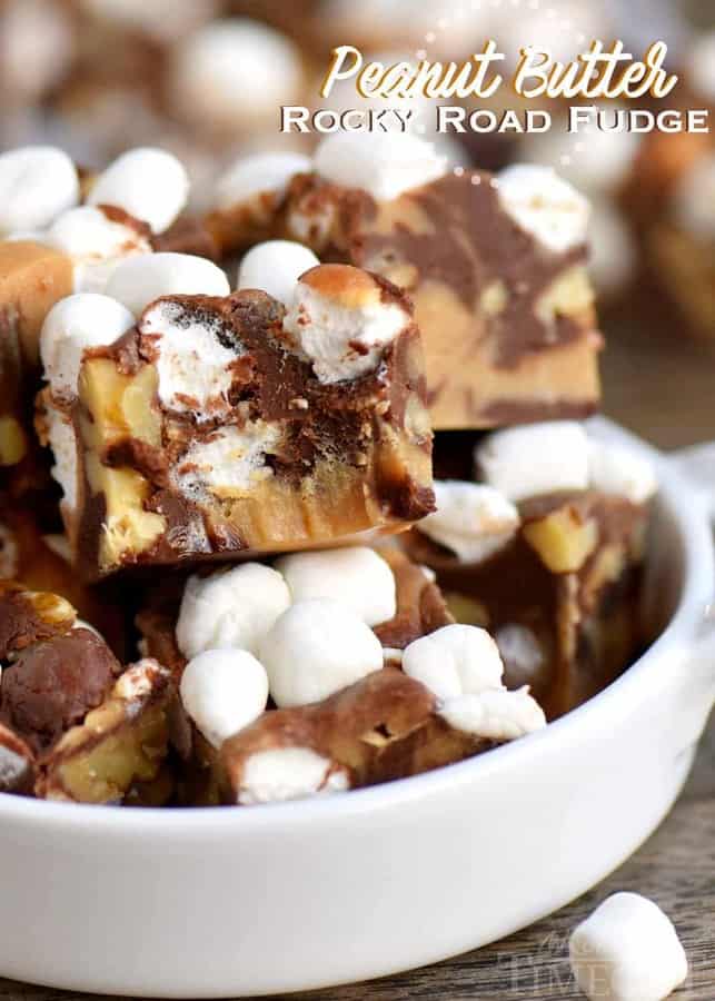  This easy, 5 Minute Peanut Butter Rocky Road Fudge is guaranteed to be a hit with the peanut butter lovers in your life! So easy to make and no candy thermometer needed! Great for the holidays and makes a lovely gift too!