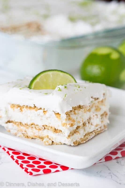 Key Lime Pie Ice Box Cake – Everything you love about a sweet, tart, creamy key lime pie in a no bake ice box cake!