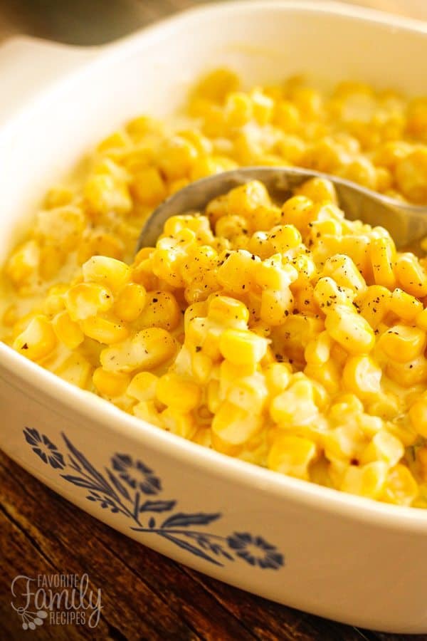 Slow Cooker Creamed Corn is the perfect side dish. A favorite for Thanksgiving! You will love the creamy, sweet, and savory combination of flavors.