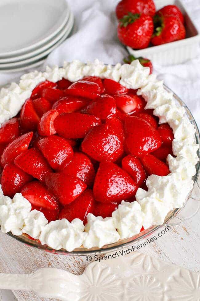 Easy Strawberry Cheesecake Pie is one of our favorite no bake summer desserts!