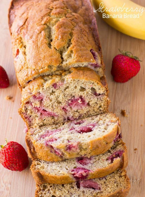 Strawberry Banana Bread is a simple to make quick bread perfect for breakfast or as a snack! I love banana bread but when you add fresh strawberries it takes this bread to a whole new level of deliciousness! And when this bread is baking in the oven, it makes your house smell amazing.