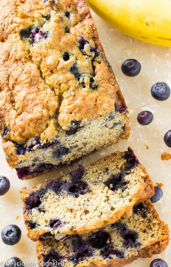 This moist and delicious Blueberry Banana Bread has the perfect combination of bananas and fresh blueberries that is super simple to make!