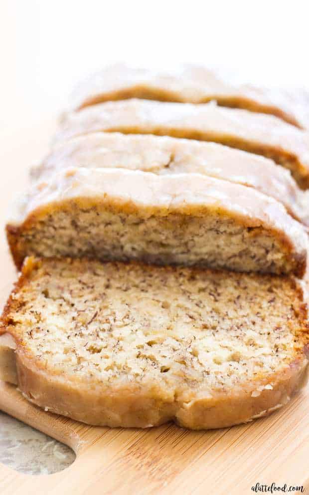 This maple glazed banana bread is an updated take on the classic banana bread recipe! This recipe begins with my mom’s banana bread recipe, and ends with a sweet maple glaze that is out of this world delicious! Your life may never be the same again.