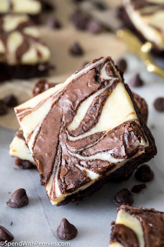 Cream Cheese Brownies are made with a simple and fudgy one-bowl brownie batter, then swirled with a foolproof 4-ingredient cheesecake batter!