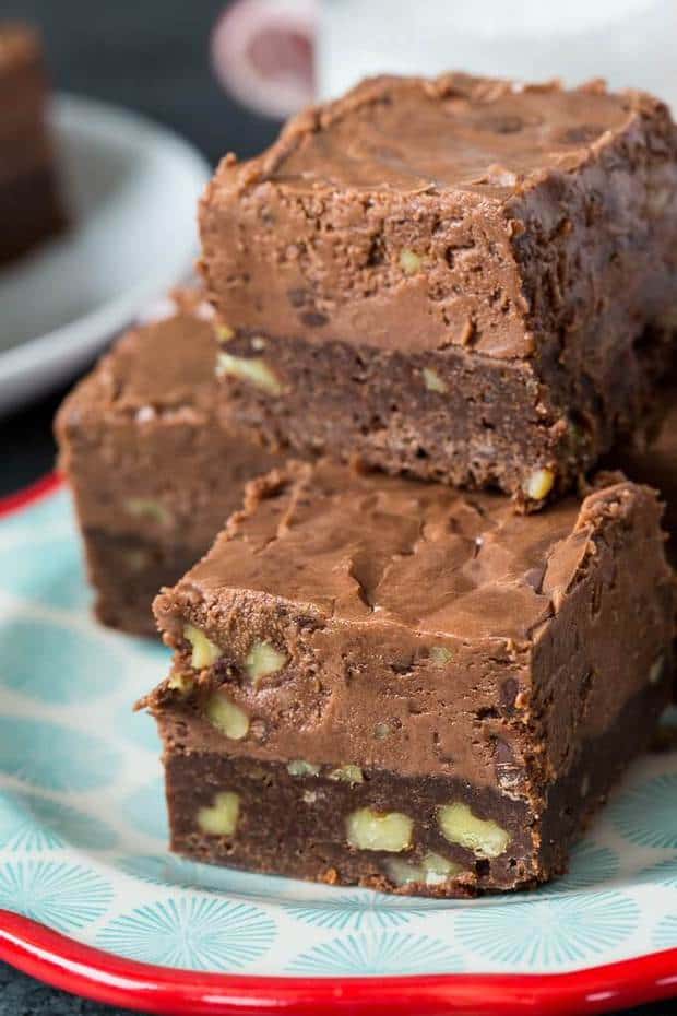 Fudge Topped Brownies are the ultimate chocolate dessert. If you love brownies and you love fudge, Fudge Topped Brownies are double the deliciousness!