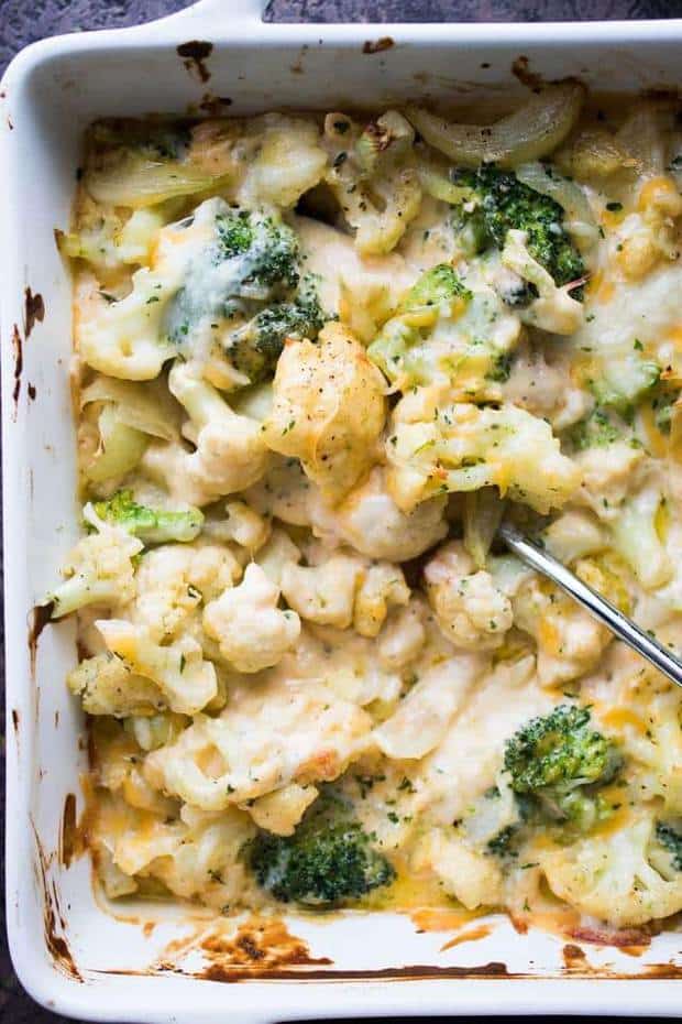 Garlicky and Cheesy Cauliflower Broccoli Bake - The Best Blog Recipes