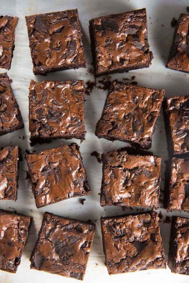 The Best Fudgy Chocolate Brownies Ever recipe uses cocoa powder (instead of melted chocolate) to make double fudge cocoa brownies that are slightly chewy and fudgy at the edges of the pan, while the middle pieces are super fudgy.