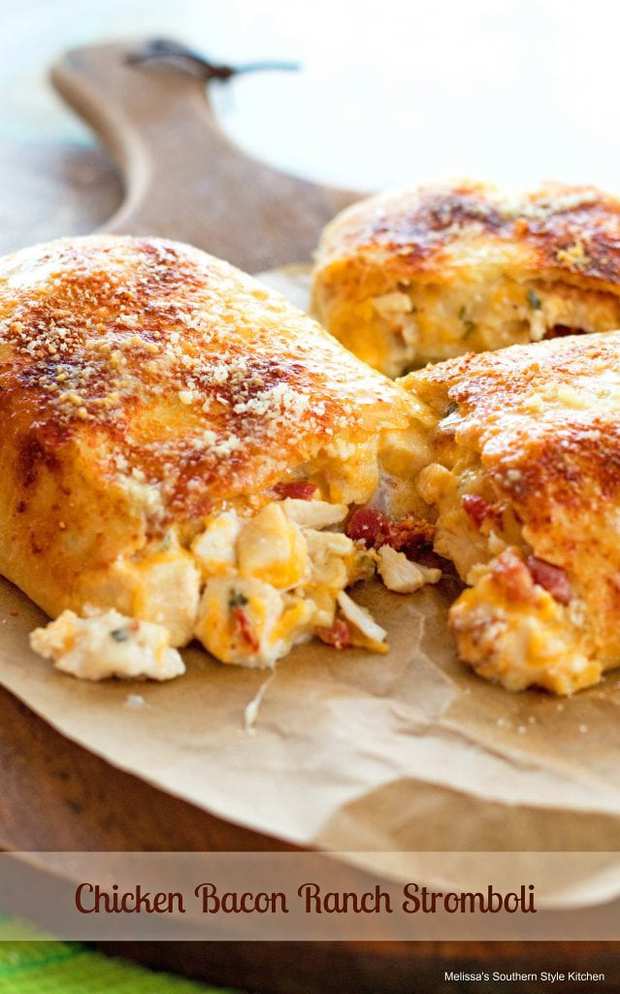 Chicken Bacon Ranch Stromboli--Part of The Best Chicken Bacon Ranch Recipes