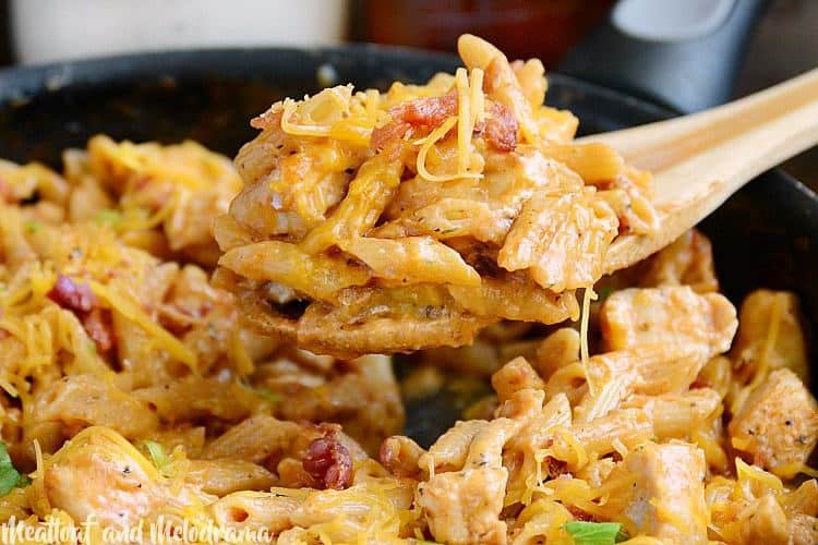 One Pot BBQ Chicken Bacon Ranch Pasta--Part of The Best Chicken Bacon Ranch Recipes