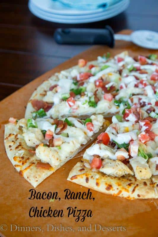  Bacon Ranch Chicken Pizza--Part of The Best Chicken Bacon Ranch Recipes