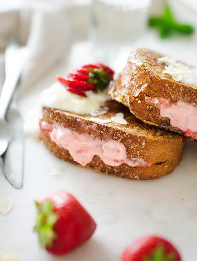 This Strawberry Cheesecake Stuffed French Toast is the perfect Saturday morning kind of breakfast.