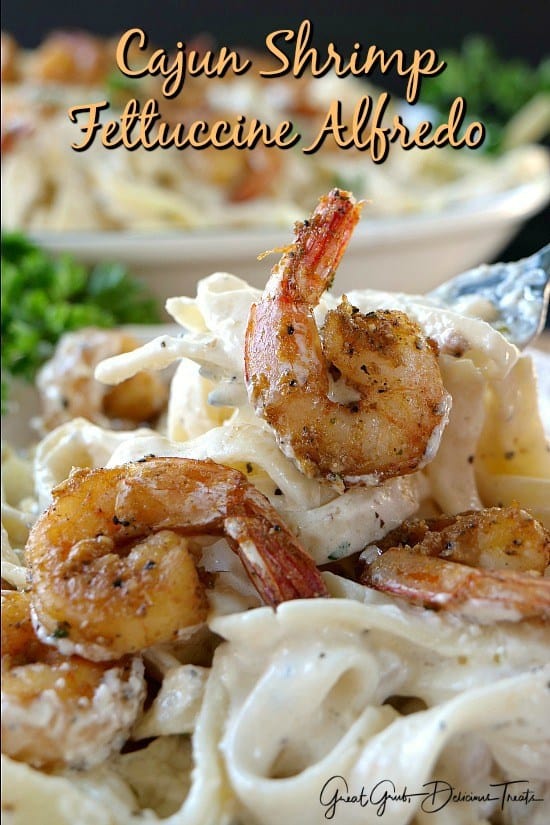 Here is a delicious Cajun Shrimp Fettuccine Alfredo that is scrumptious, easy to make and can be on the table in no time. It’s super creamy and deliciously flavored!
