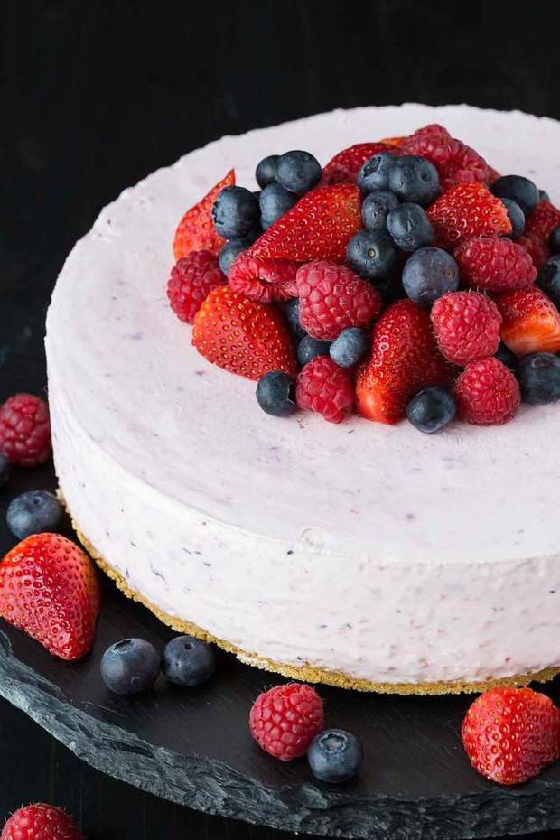 Easy Berries and Cream Sponge Cake makes the perfect celebratory dessert for summer.  Best of all, it’s easy to customize with your favorite berries. Made with layers of vanilla sponge cake, stabilized whipped cream, and fresh ripe strawberries, blueberries and blackberries.