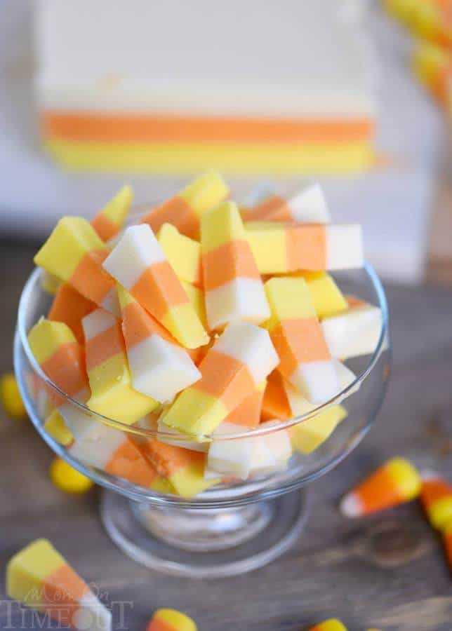 This Easy Candy Corn Fudge recipe is going to become an annual tradition! Layers of creamy fudge flavored with real honey that look just like candy corn – so fun! No sweetened condensed milk needed!