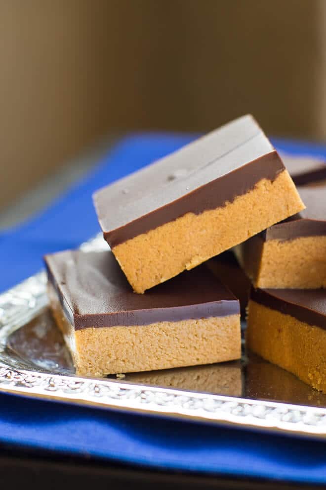 Here is a delightfully simple candy recipe with that eternally delicious combination: Chocolate and Peanut Butter.  With 5 ingredients and about 10 minutes, you can be on your way to a batch of homemade “Almost Reese’s”!