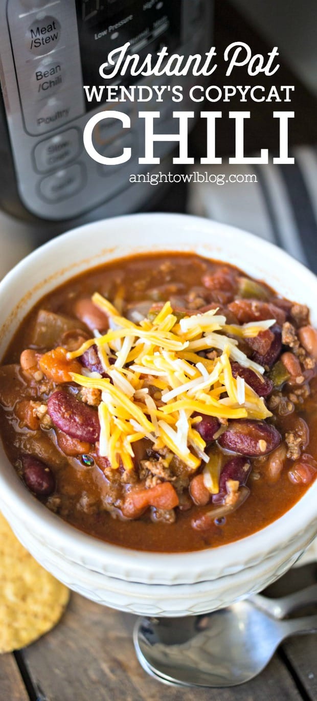 This Instant Pot Wendy’s Copycat Chili is delicious and so easy to make! Dinner is ready in less than 30 minutes!