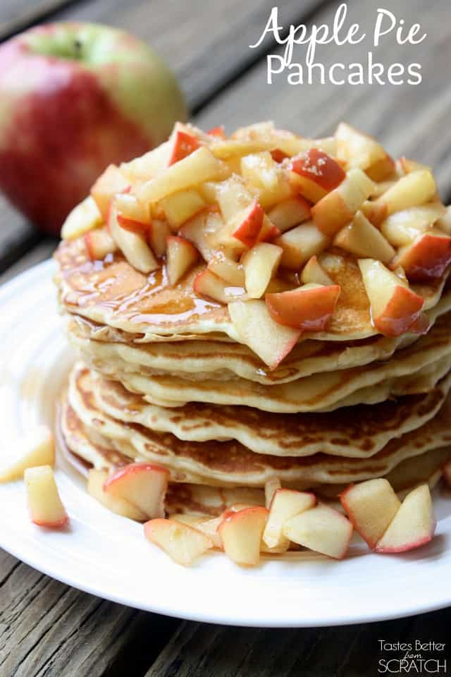 Apple pie pancakes is especially for those of you who love fall!  They are fluffy, sweet, and delicious!