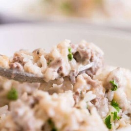 Beef Stroganoff with Rice and Cheese