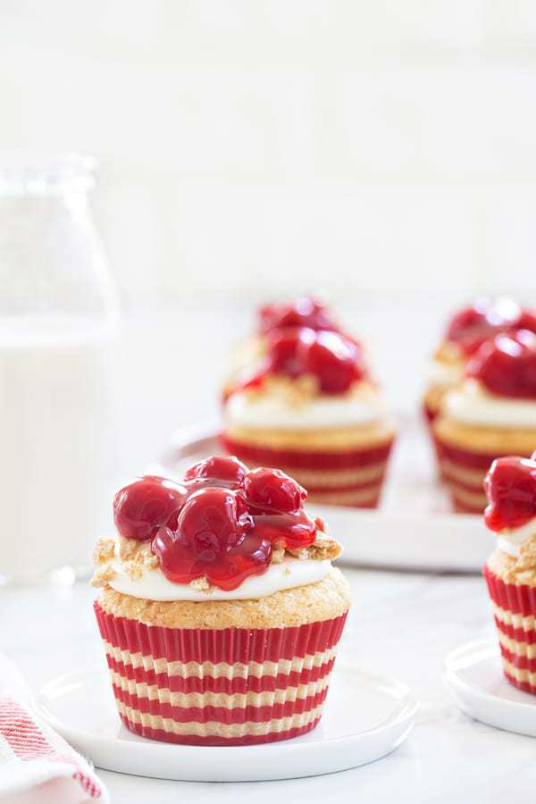 Cherry Cheesecake Cupcakes are a fun and portable take on my favorite dessert. They’re perfect for summer barbecues and potlucks.