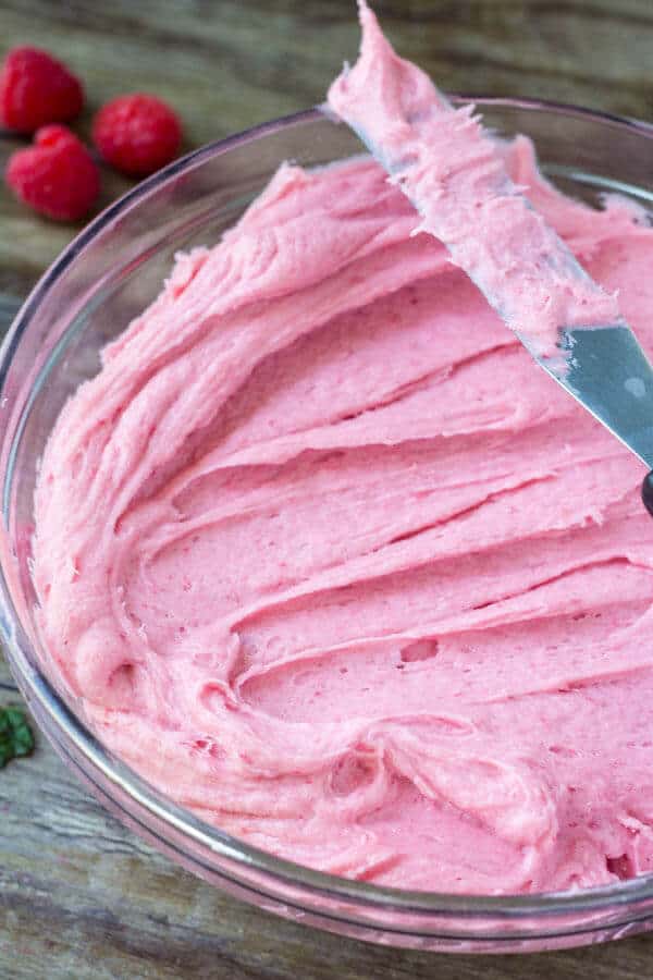  This raspberry buttercream frosting is creamy and fluffy with a delicious natural raspberry flavor. It can be made with fresh berries when they’re in season, or frozen raspberries. The pink color looks beautiful, but it’s the fresh raspberry flavor that you’ll really love.